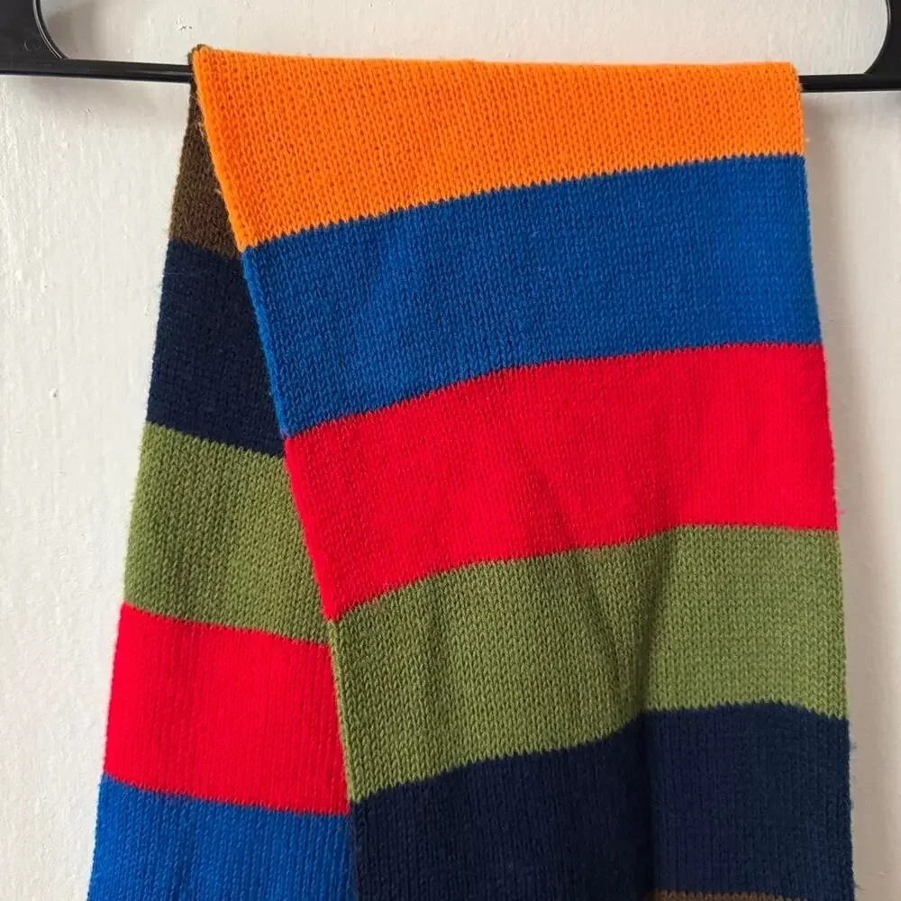 Cozy Vintage‎ 1970s multicolor knit scarf by Six Footer classic rainbow unisex